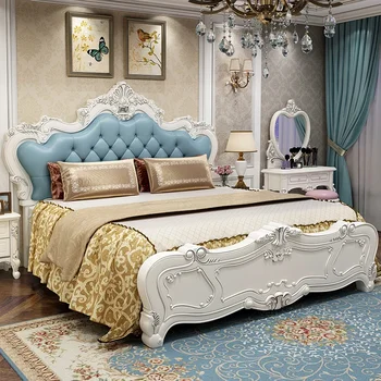 Луксозно легло Nordic за деца с двойно легло King-Size, Луксозно легло с рамка от двойно дърво, Спални мебели Cama Matrimonio За спални
