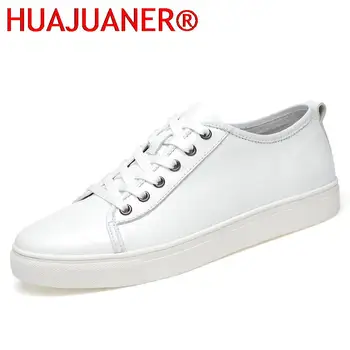 Висококачествени бели маратонки от естествена кожа, мъжки ежедневни обувки в стил ретро, обикновена бели обувки дантела, удобни мъжки кожени маратонки