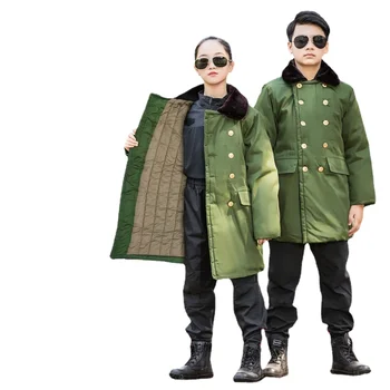 Детско палто, Нова памучен утепленная топло яке със средна дължина, памучен яке в стил ретро, старата военна детски дрехи