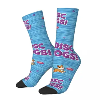 Забавен луд чорап за мъже с дискови кучета в стил хип-хоп харадзюку, всекидневни подарък с дизайн за момчета, всекидневни подарък