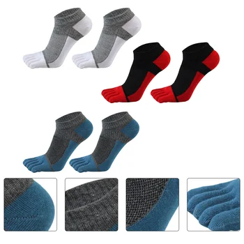 3 чифта летни мъжки чорапи памук с пет чорапи от фина къса на конци, разделяне на мъжки пръсти за