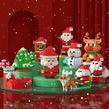 88-218 бр. блокове Коледни малки градивни елементи на играчки-пъзели Коледна елха Дядо Коледа лосове украса за домашно парти подарък за деца