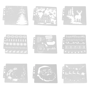 Комплект от 9 шаблони за рисуване с отрывными листа от премиум-клас, Коледни шаблони за декорация вашите ръце