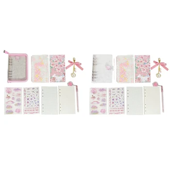 Комплект бележник с отрывными листа A6 Sakura, 90 Листа, Папка за книжа, Дневници по-обвързани с черешови цветове, Книга за списания