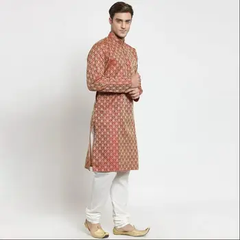 Традиционна Индийска Мъжка риза Пакистан Kurti Дълъг Топ Пролетна Блуза