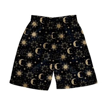 Плажни шорти Sun and Moon, Мъжки и дамски дрехи с 3D дигитален печат, ежедневни панталони, модерни тенденция панталони за двойки