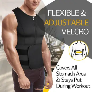 YFASHION Men Sports Body Shaper Waist Trainer Двупосочен спортна жилетка, утягивающее бельо, риза за отслабване