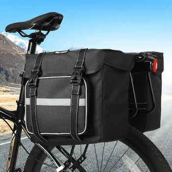 Чанта за наем на задната седалка, 25 л, чанти за носене на открито, с голям капацитет, багажник за шоссейного велосипед МТВ, Двойна чанта за езда