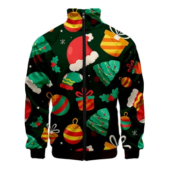 2024 Коледни модерен мъжки якета с 3D принтом, ежедневното Коледа палто с къс ръкав, празнична Мъжки Дамски Детски дрехи, Хавайски палто