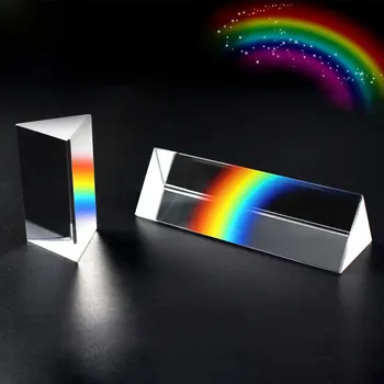 Триъгълна призма Rainbow Prisma Кристал стъкло Фотографски призми Цветни призми Физика Детски светещи експеримент