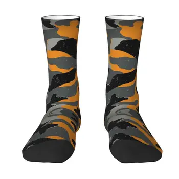 Модерен камуфлаж в ивица с тигър, черни камуфляжные чорапи в стил милитари, женски мъжки топли футболни спортни чорапи с 3D принтом