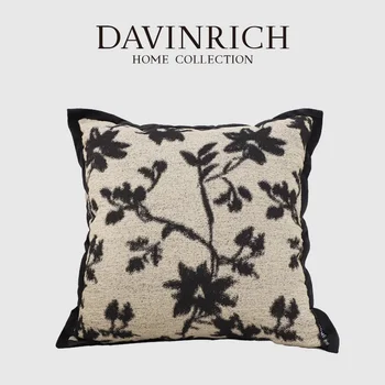 Декоративна калъфка DAVINRICH с френски чернильным цвете в стил ретро, луксозна текстура е тъкан, която е боядисана пряжей, Квадратен калъф за възглавници за фермерите вили