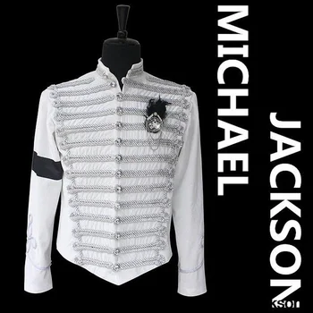MJ Michael Jackson Classic Английската военна бяло яке ръчно изработени Вечерна рокля Casaul Halloween show Събиране на подаръци