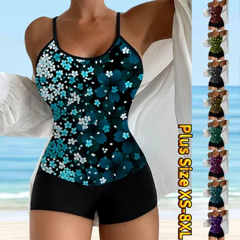 2023 Плажни бански костюми от две части, Танкини с принтом, Лятна плажни дрехи за плуване, Нов комплект Танкини, Дамски модни бански-монокини