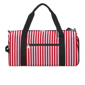Спортна чанта в ярки райета, червени и бели Оксфордские спортни чанти, аксесоари за фитнес, дизайнерска чанта за пътуване, скъпа чанта за фитнес за мъже
