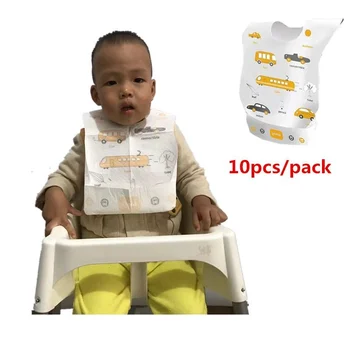 10 бр./опаковане. Водоустойчива за еднократна употреба бебешки лигавници за еднократна употреба, лигавници за хранене момчета и момичета