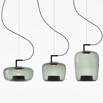 Окачен лампа с led подсветка в скандинавски стил, модерно обзавеждане креативна стъклен полилей за хол, спалня, прикроватной нощни шкафчета, бар, ресторант