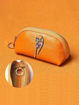 Минималистичен Чантата си За ключовете от Изкуствена Кожа с Голям капацитет В Модерен Стил С Флорална Декорация Златен и бял цвят