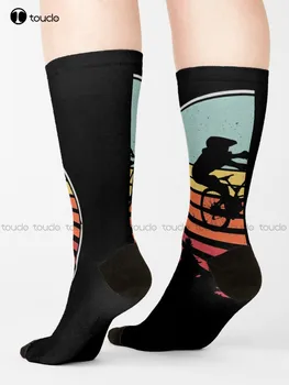 Подарък чорапи за планинско колоездене в ретро стил, чорапи за планинско колоездене, Чорапи за Хелоуин, Женски Персонални Подаръци с дигитален печат 360 ° Harajuku