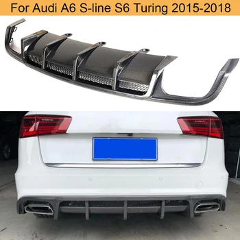 Дифузер на задната броня на колата е от въглеродни влакна за Audi A6 Sline S6 Хетчбек Avant Touring 2015-2018 Дифузер на задната броня на автомобила за устни