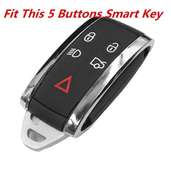 Аксесоари Калъф за ключове Черна верижка за ключове Кожени детайли за дистанционно замяна на Smart Car за JAGUAR XF и XK XKR Здрав Нова