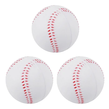 3X Спортен бейзбол с намалена удар Бейзболен 10-инчов мека топка за възрастни и младежи за игри, състезания, тренировки по улов на накланяме