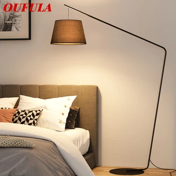 Етаж лампа OUFULA Nordic Black за риболов, модерна семейна хол в близост До с мека мебел, творчески led декоративна лампа
