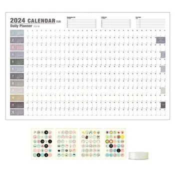 Годишен Стенен календар в 2024 година, календар на метална основа за доставка план за домашно обучение