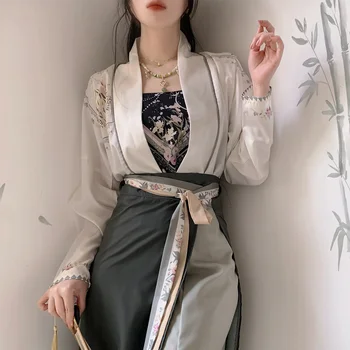 Костюм Hanfu от 3 теми, камуфлаж, жилетка и панталон, Нови дамски елегантни костюми в китайски стил, Есен Нова рокля, комплект халати, секси стил песни Qipao