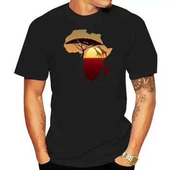 Тениска с изображение на Африка, Карта на жирафа, Татко, Юг, Животни, Голяма петица, сафари, тениска с принтом, мъжки ризи с къс ръкав