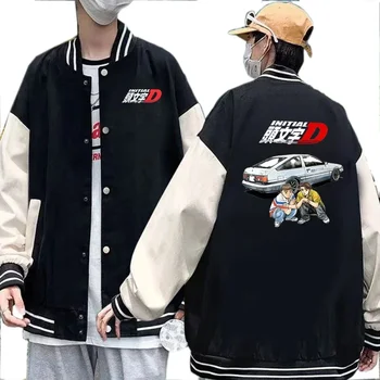 Мъжки яке аниме Initial D Реколта японската Манга Градинска облекло Двойка Горна дреха с дълъг ръкав Drift AE86 Мъжка Бейзболна форма на Яке