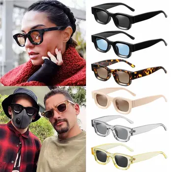 Ins Популярни квадратни Малки слънчеви очила с поляризация UV400 в стил пънк, мъжки слънчеви очила, Дамски слънчеви очила, нюанси