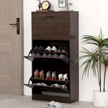 Шкаф за съхранение на обувки в коридора Тесен шкаф за обувки с 3 чекмеджета-Часова-организатор на срока за входно антре Мебелите за дневна