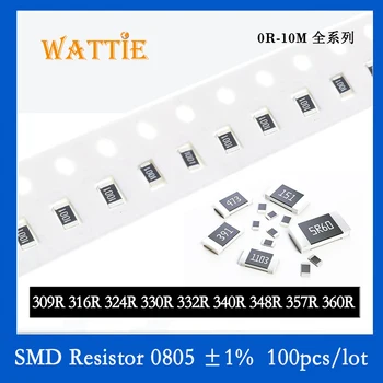 SMD резистор 0805 1% 309R 316R 324R 330R 332R 340R 348R 357R 360R 100 бр./лот микросхемные резистори 1/8 W 2.0 мм * 1.2 мм