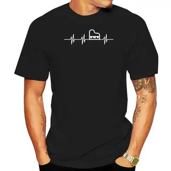 Модерна тениска, мъжко облекло, тениски с принтом Piano Heartbeat Stylisches за мъже