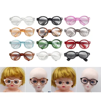 Миниатюрни слънчеви очила в кръгла рамка, прозрачни лещи, очила с ярки цветове, стил за аксесоари за кукла Blythe, аксесоари за очила, за плюшени кукли