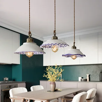 Керамичен ретро окачен лампа в стил loft До с трапезария, ресторант, бар, кофейней, Домашен интериор, висящи лампи