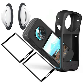 За камерата Insta360 X3 Защитни аксесоари, набор от защитни лещи от силиконов калъф, фолио, изработени от закалено стъкло, здрав протектор на екрана
