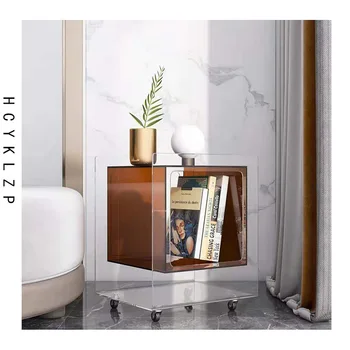 Дизайн Netizen, прозрачна акрилна нощно шкафче, изчистен модерен светлина, луксозен приставной маса, диван, гардероб за съхранение на мебели