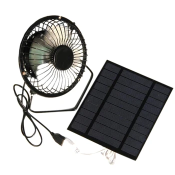 Фен на слънчеви панели с мощност 5 W 5-В, мини преносим отдушник на вентилатора за охлаждане, 4-инчов USB преносим вентилатор за къмпинг, яхти, кучешки къщички