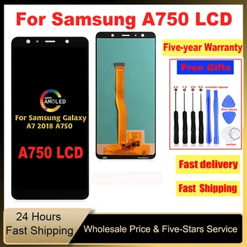 100% Тествани LCD дисплей за Samsung Galaxy A750 A7 2018, Сензорен дисплей, Дигитайзер, възли За A750 SM-A750F, A750FN, A750G, A750F