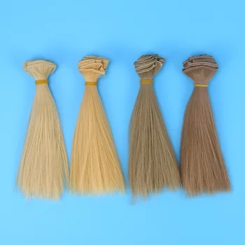 12шт преки синтетични косми, ръчно изработени, патици за коса, Огнеупорни, определени за производство на цветни перуки за кукли-косичек САМ Занаятите