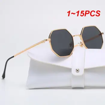 1 ~ 15ШТ Малки квадратни слънчеви очила за мъже и жени с многоугольными огледални лещи на Слънчеви очила за шофиране Модни очила в метални рамки