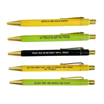Комплект химикалки химикалки на Едро Елегантни Черни мастила Забавни дръжка Гладка пишещи средства не мога да понасям Подарък за семейството и Приятелите на Децата си