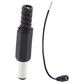 20pcs Черно адаптер на захранване dc 2.5 X 5.5 mm и 10шт кабел захранване dc 12 v постоянен ток с клъстер конектор