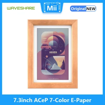 7,3-инчов 7-цветна електронна хартия ACeP с фоторамкой от масивна дървесина, сверхдлительный режим на готовност, разделителна способност 800 × 480, батерии по избор