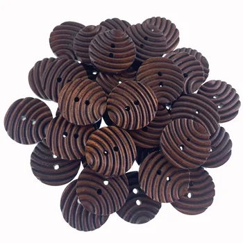 10шт 4-луночные дървени копчета от естествен кафе с дърворезба Копчета за шиене, аксесоари за дрехи 2,5 см
