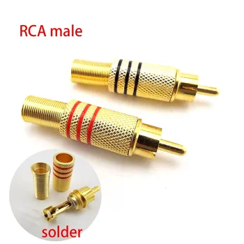 6 бр./лот 3 чифта златни штекерных конектори RCA Аудио-видео с Конектори на адаптера Тип спойка за кабел RCA