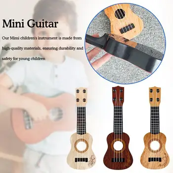 Мини-китара, Имитация на музикален инструмент Ukri Mini, на четири бутони може да се играе за ранно обучение X1w8