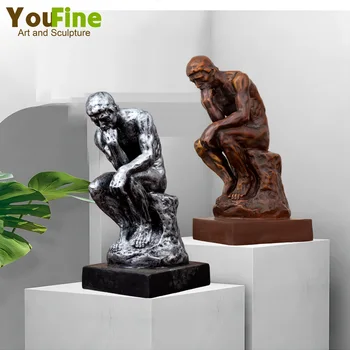 Известната Бронзова Статуя на Човек-Мислител Огюст Роден The Man Thinking Бронзова Скулптура За Домашен интериор В стаята Занаяти масата Украса